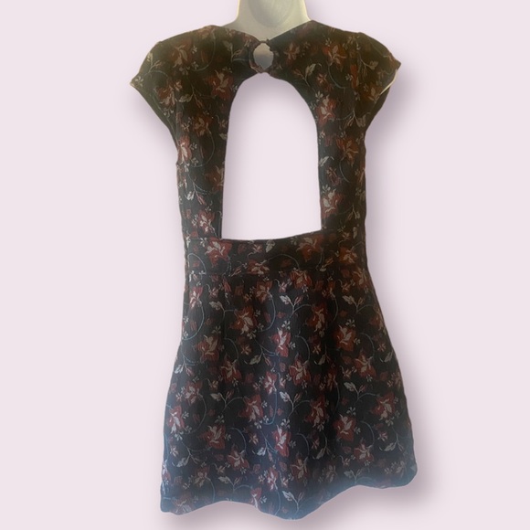 Free People Say Yes Black Floral Textured Stretch Knit Mini Dress - Picture 8 of 13